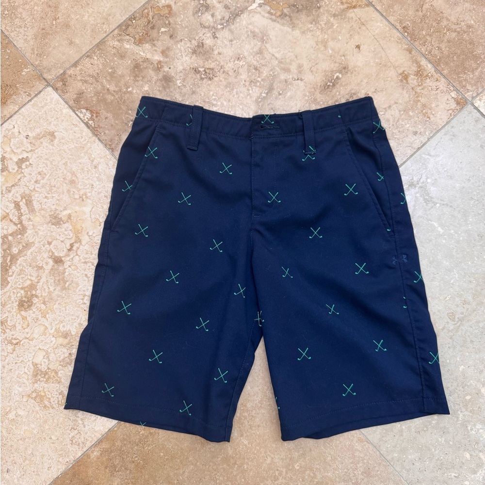 Under Armour Boys Golf Shorts Youth Size 10 Navy Performance Athletic EUC